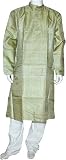 Men's Casual Evening Dress Kurta Pajama in Silk Long Loose Shirt and Trousers Handcrafted in India Size L (gkps018)