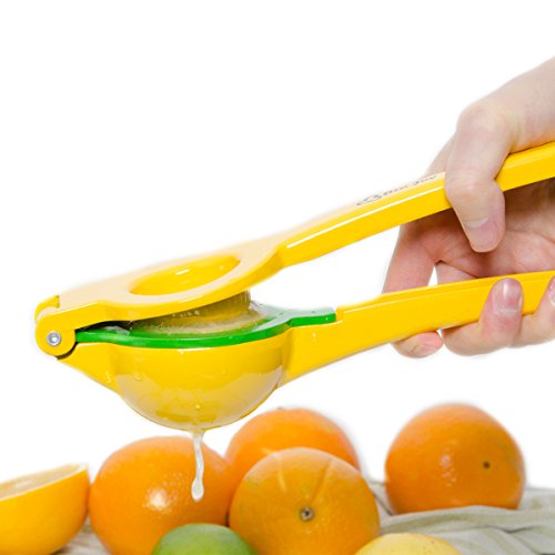 Bru Joy Citrus Press Lemon Lime Orange Manual Squeezer – Unique 2-Bowls-Built-In-1-Press-Design Lets You Squeeze Citrus Fruits of All Sizes In One Go