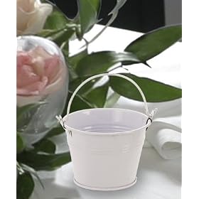 Miniature White Wedding Favor Pails