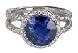Platinum Sapphire and Diamond Split Shank Ring (3.12 ct sapphire, 0.5 cttw diamonds), Size 6