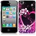 Iphone 4 4G/4S Hülle Herz und Blumen Design + gratis Schutzfolie Teil der ConsumerStore.de Zubehör Kollektion