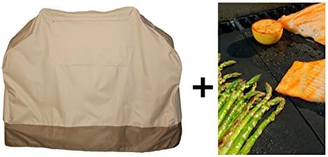 BBQ Cover - Cabana Style - Waterproof - Two Tone Color - Made for Webber, Char-broil, Brinkman - Medium 58 X 24 X 48 (Medium BBQ Cover w/ Grill Mat)