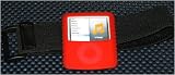iPod Nano 3rd Generation Anti Slip Silicone Case + Sports Exercise Armbrand - Red
