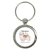 Chihuahua Long Hair Key Chain (Round)