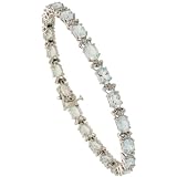 10k White Gold 7 in. Eternity Tennis Bracelet, w  Brilliant Cut Diamonds and Oval Cut (6x4mm)...