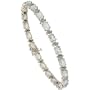 10k White Gold 7 in. Eternity Tennis Bracelet, w/ Brilliant Cut Diamonds & Oval Cut (6x4mm) Aquamarine Stones, 3/16 in. (5mm) wide