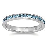 Sterling Silver - Eternity Aquamarine CZ- 3 mm
