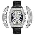 Men's Jumbo Diamond Chronograph Black Leather