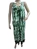 Womans Caftan Bohemian Sundress Tie Die Sleeveless Green Tank Dress Kaftan