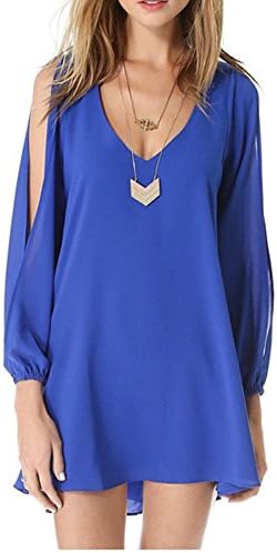 Kewl Kats Women's Asymmetrical Casual Cold Shoulder Chiffon Beach Dress