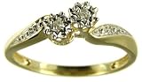 9ct Yellow Gold Ladies 2 Stone Diamond Twist Ring Size L