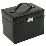 Large sized black leather jewelry case by Wolf Designs