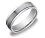 Men's 14k White Gold 6mm Comfort Fit Wedding Band with Satin Center Ring, Size 9