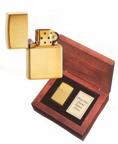 Zippo 18k Solid Gold Lighter with Cherry Gift Box & certificate #195