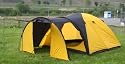 Kuppelzelt Iglu-Zelt mit Vorbau f&uuml;r 3-4 Personen, schwarz - orange