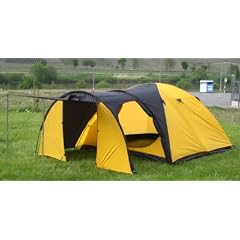 Kuppelzelt Iglu-Zelt mit Vorbau f�r 3-4 Personen, schwarz - orange