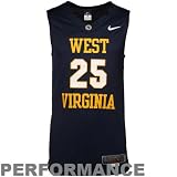 Nike West Virginia Mountaineers #25 Silver Elite Tackle Twill Performance Basketball Jersey-Navy Blue