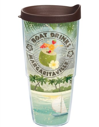 Tervis Tumbler Margaritaville Boat Drinks Wrap 24oz with Travel Lid