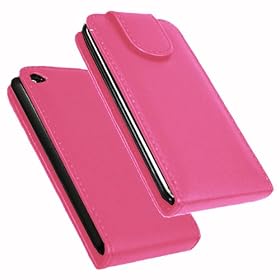 Pink Leather Flip Case Xylo-Cover for the Apple iPod Touch 4 4G (8GB 32GB 64GB) MP3 Player.