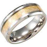 Mens Womens Dura Tungsten Gold Foil Beveled Comfort Fit Flat Band 8.30mm Size 7, 7.5, 8, 8.5, 9, 9.5, 10, 10.5, 11, 11.5, 12, 12.5