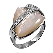 Sterling Silver w/ CZ Ring - 3mm Band Width - 18mm Face Height - Size: 6-9 - Clear CZ / Mother of Pearl
