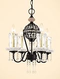 AF Lighting 7167-4H Anastasia Candle Base Mini Chandelier, Antique bronze with Glass Candle Covers and Glass Accents