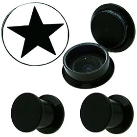 UV Logo Black Color Peace Star Plugs 2g - Sold as Pair
