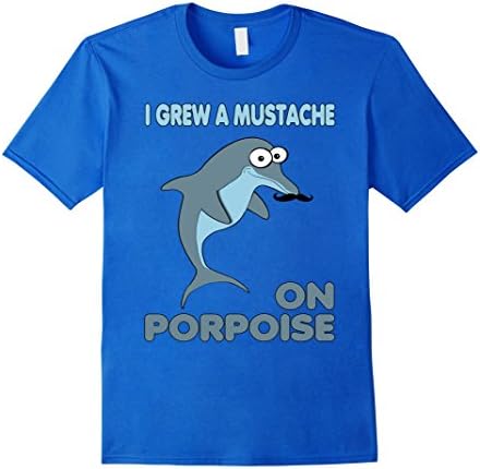 Men's Funny Mustache on Porpoise T-Shirt Medium Royal Blue