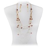 Purple Beads Goldtone Layer Necklace Earring Set Fashion Jewelry 35
