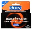 12 Durex Intense Sensation Lubricated Latex Condoms - Studded Condom for Extreme Pleasure