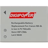 Digipower BP-CN6L Replacement Li-Ion Battery for Canon NB-6L for use with Canon SD770IS, SD1200IS, & D10 Digital Cameras