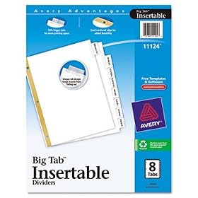 WorkSaver Big Tab Dividers, Clear Tabs, 8-Tab, Letter, White
