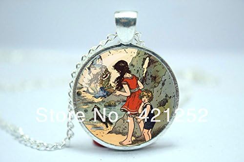 Pretty Lee 2015 Fashion Mermaid Necklace Mermaid Charm With Chain Silver Plate Glass Cabochon Necklace 8 Christmas gift