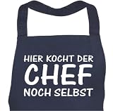 Sch�rze HIER KOCHT DER CHEF NOCH SELBST navy, Kochsch�rze, Latzsch�rze, Grillsch�rze, K�chensch�rze