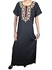 Moroccan Caftan Dress Abaya Floral Embroidered Womens Caftan Long Maxi Dress Medium (Black)