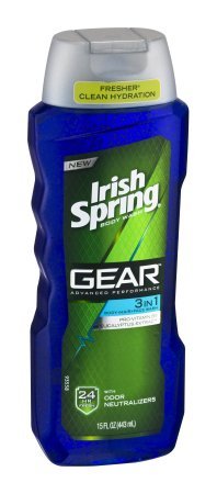 Irish Spring Gear 3 in 1 Body hair and Face Body Wash - 15 Ounce, 2 Pack
