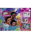 Disney 3 Set Real Wood Puzzle Mickey Minnie, Princess, Tinkerbell Fairies in Wood Box