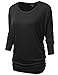 Mirity Womens 3/4 Sleeve Boat Neck Cute Solid Shirring Dolman Drape Tops