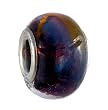 Pandora Style Charm Bead (Z371) - Glass (14mm x 10mm) (fits Troll too) ~ Purple with Orange Swirls and Specks