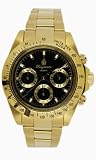 Burgmeister Houston BM212-229 Herren Chronograph Edelstahl vergoldet schwarzes Zifferblatt 24h/Tachymeter doppelte Sicherheitsfaltschließe