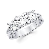 14k White Gold Three Large Diamond Semi Mount 2.17 ct Ring - 1.5ct Center Stone Not Included