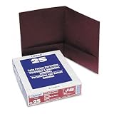 Oxford 53441 Linen Twin Pocket Portfolios, Burgundy, 25 Per Box