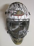 2012-2013 Anaheim Ducks Team Autographed Logo Franklin Goalie Mask with 19 Signatures Total, Proof Photos