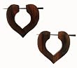 HARCOO- Organic Hand Carved Sono Wood Earrings with Wood Post - From Indonesia - Sold as a Pair - 36mm x35mm