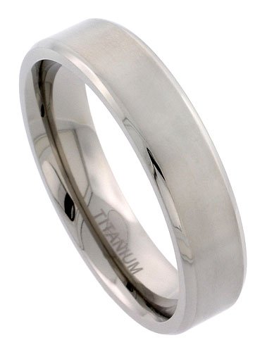 Titanium 6 mm (1/4) Comfort Fit Band with Beveled Polished Edges and Satin Surface