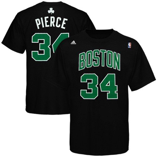 adidas Boston Celtics #34 Paul Pierce Black Net Player T-shirt (Medium)