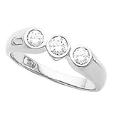 14K White Gold Diamond Three-Stone Ring - 0.50 Ct.