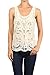 BFF Clothing Womens Floral Sleeveless Crochet Tank Top Natural
