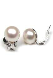 Bling Jewelry Sterling Silver Freshwater Pearl Clip on Earrings, 9-mm