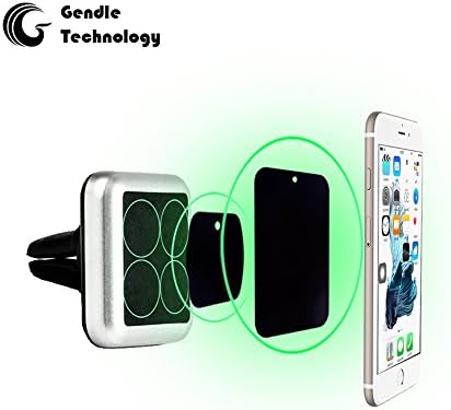 Universal Car Magnetic Air Vent Holder Mount with Improved Attachment Design and Stronger Magnetic Force for Smartphones iPhone 7 Plus and Mini Tablets(Silver &amp; Black)
